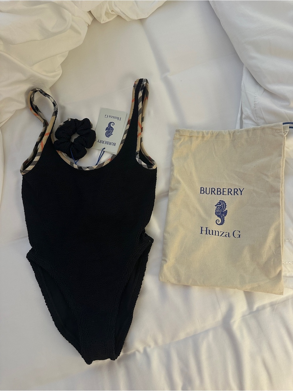 Burberry x Hunza G Faye One-Piece Swimsuit + Scrunchie